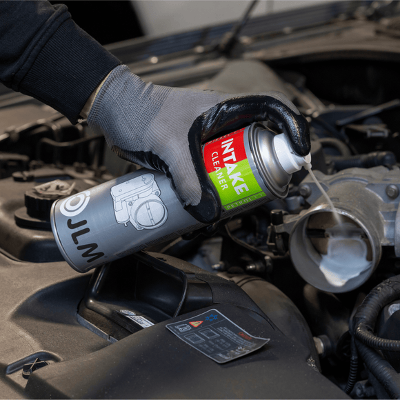 JLM Intake cleaner product is being used to remove carbon deposits, oil residue, and soot.